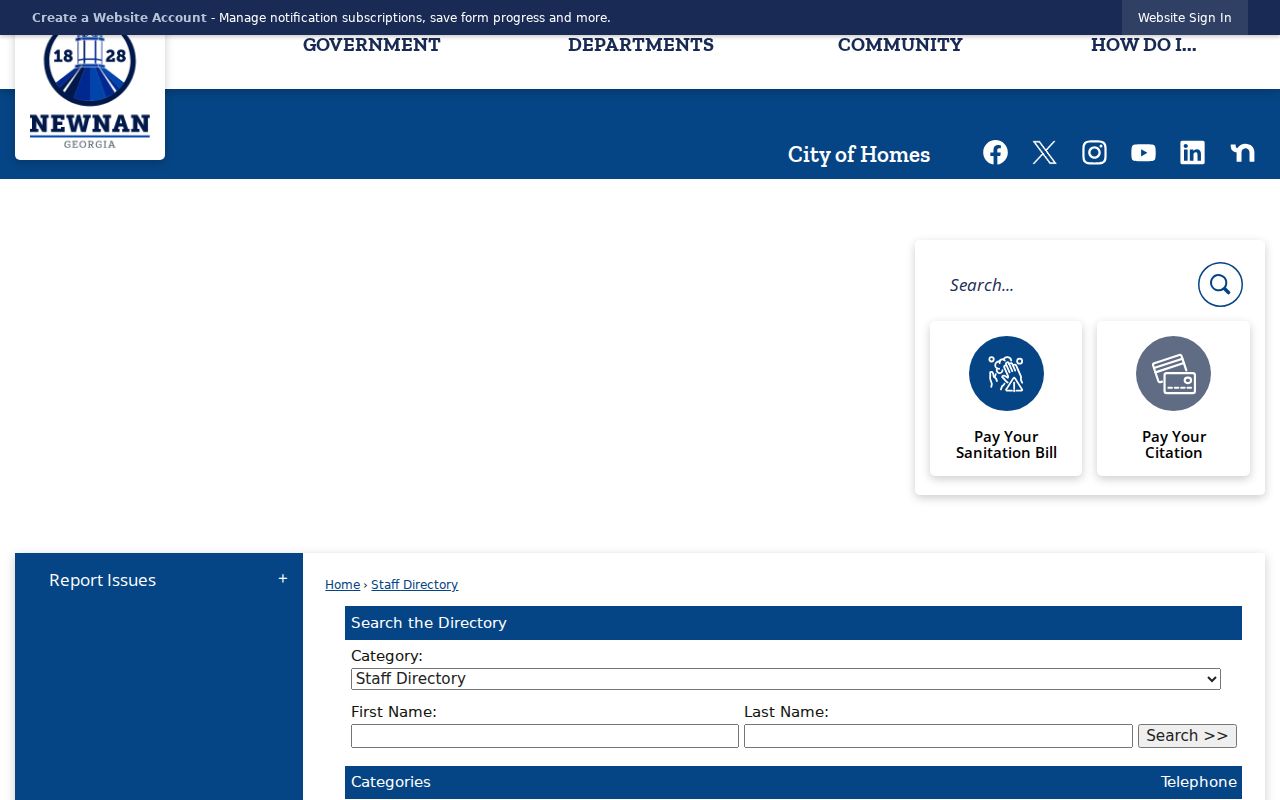 Newnan people directories city staff search interface
